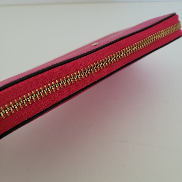 Kate Spade Wallet Clutch Accordion Geniue Cow Saffiano Leather Zip Around Pink - Picture 3 of 13